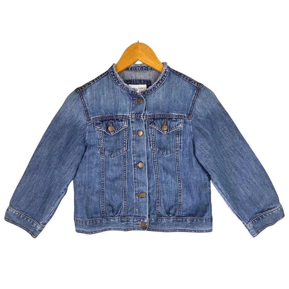 ANN TAYLOR LOFT PETITE DENIM JACKET – XS – BLUE – LINEN BLEND – BUTTON FRONT
